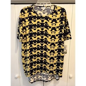 NEW Lularoe Womens Irma Tunic Shirt Disney Mickey/Minnie Mouse BLUE/GOLD XS
